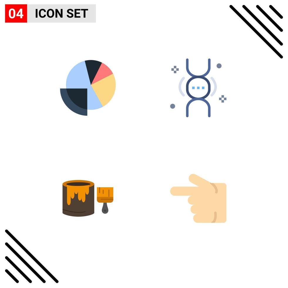Set of 4 Modern UI Icons Symbols Signs for financial data brush data genetics paint Editable Vector Design Elements