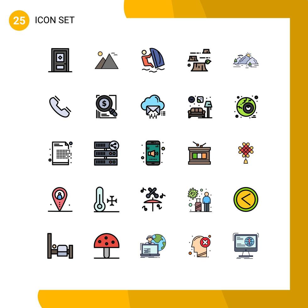 Set of 25 Modern UI Icons Symbols Signs for environment deforestation sun damage wind Editable Vector Design Elements