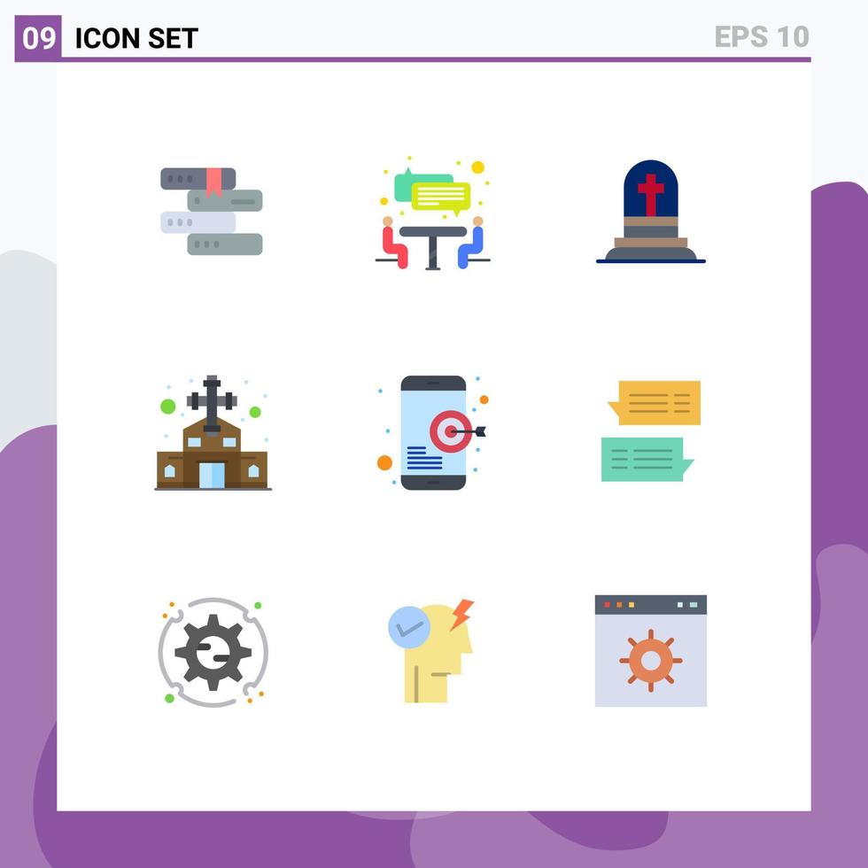 9 Creative Icons Modern Signs and Symbols of target goal grave christian cross catholic Editable Vector Design Elements