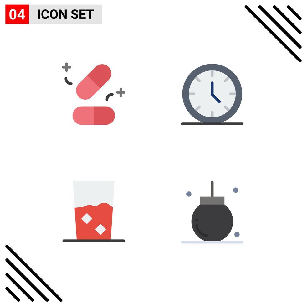 Group of 4 Flat Icons Signs and Symbols for medicine done science user kitchen Editable Vector Design Elements