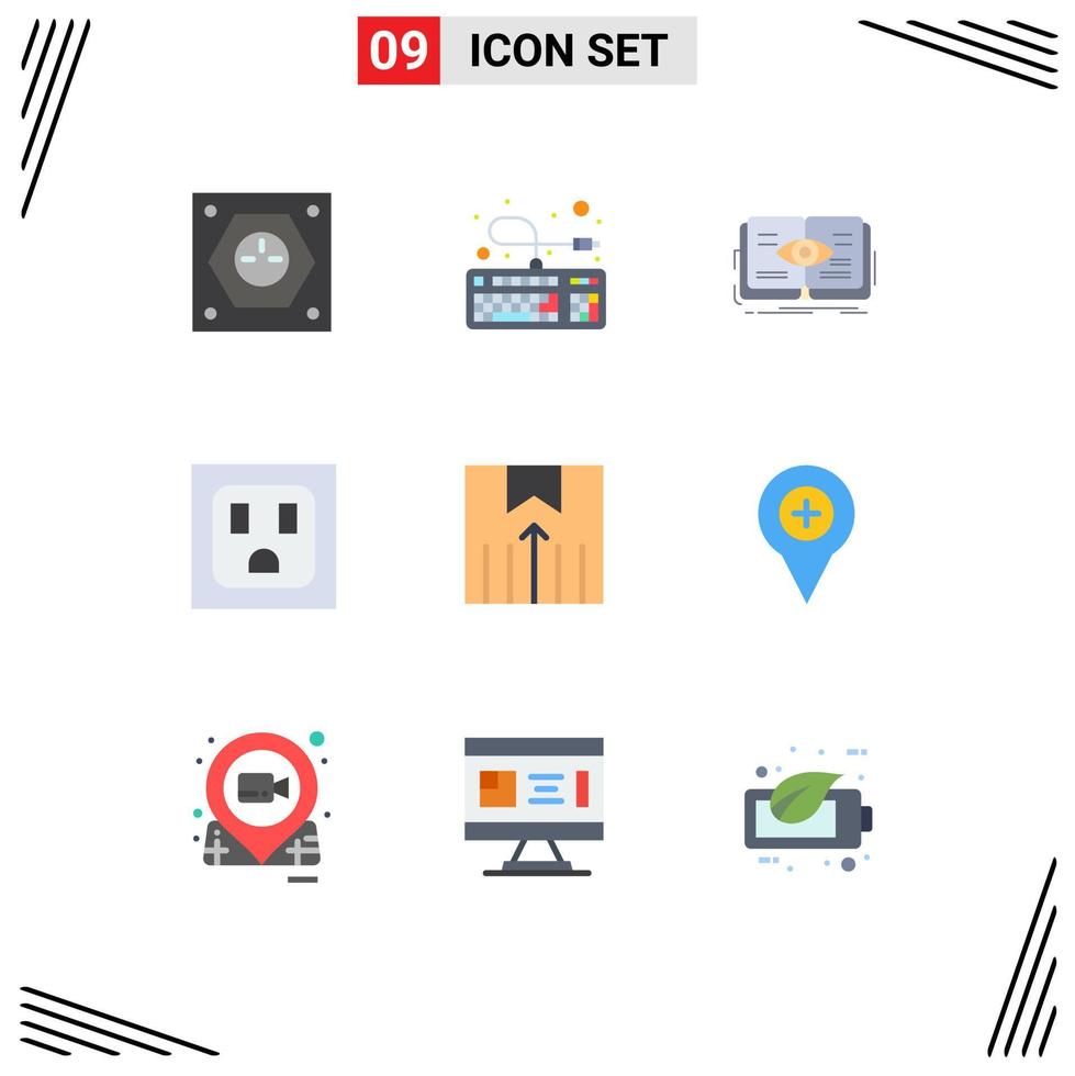 Pack of 9 creative Flat Colors of logistic socket connection electric view Editable Vector Design Elements