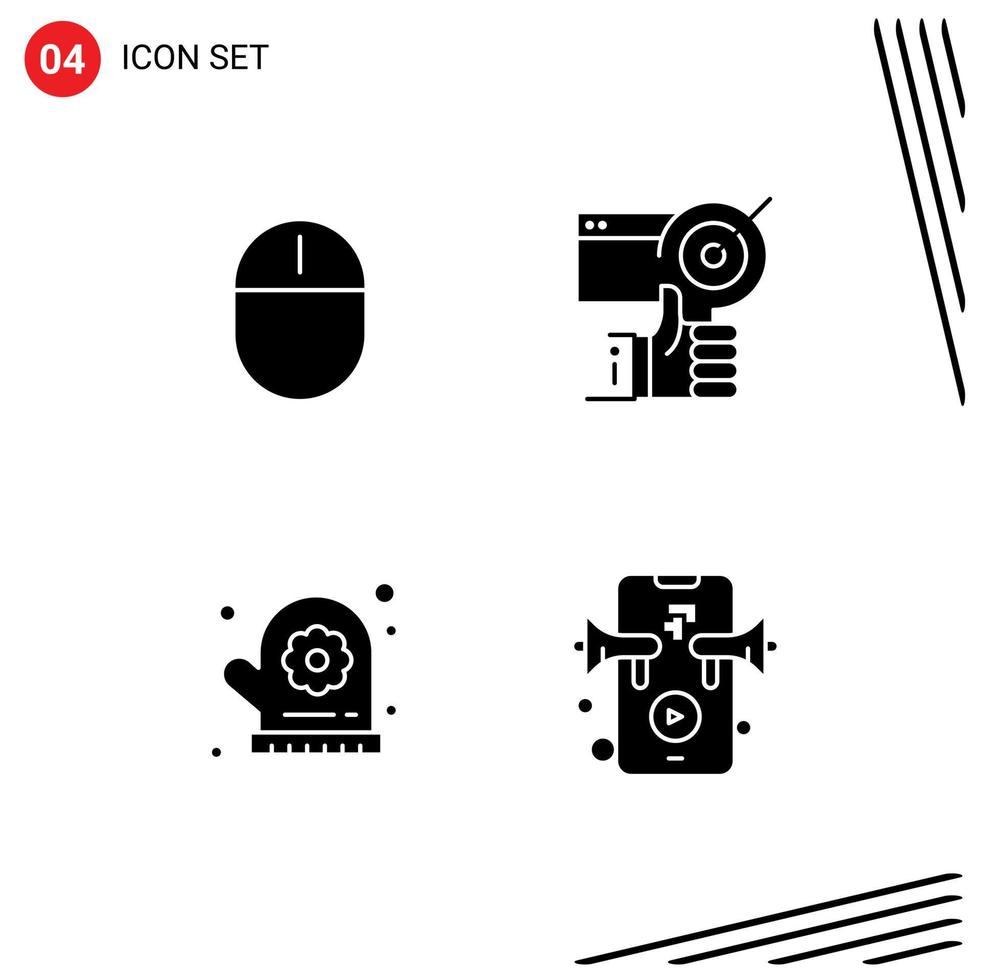 Set of 4 Modern UI Icons Symbols Signs for computers up hardware achieved flower Editable Vector Design Elements
