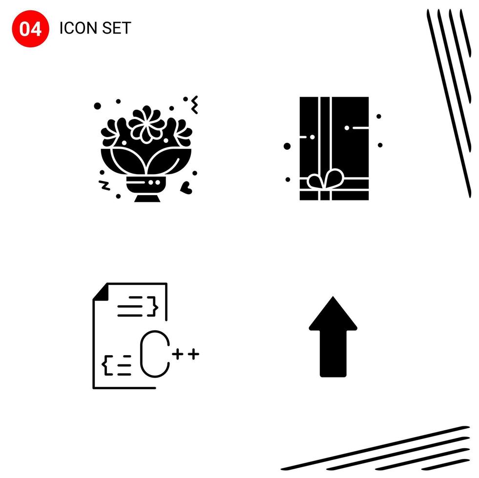 Collection of 4 Vector Icons in solid style Pixle Perfect Glyph Symbols for Web and Mobile Solid Icon Signs on White Background 4 Icons Creative Black Icon vector background