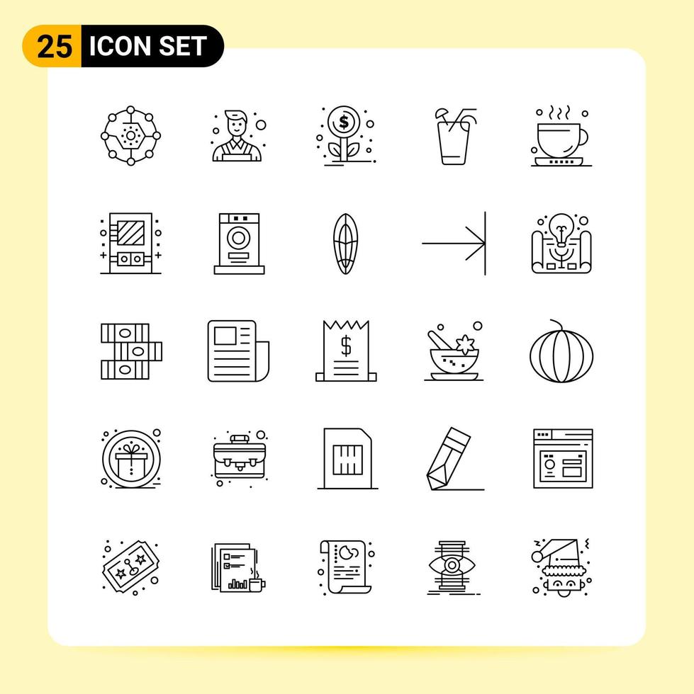 25 Creative Icons for Modern website design and responsive mobile apps 25 Outline Symbols Signs on White Background 25 Icon Pack Creative Black Icon vector background