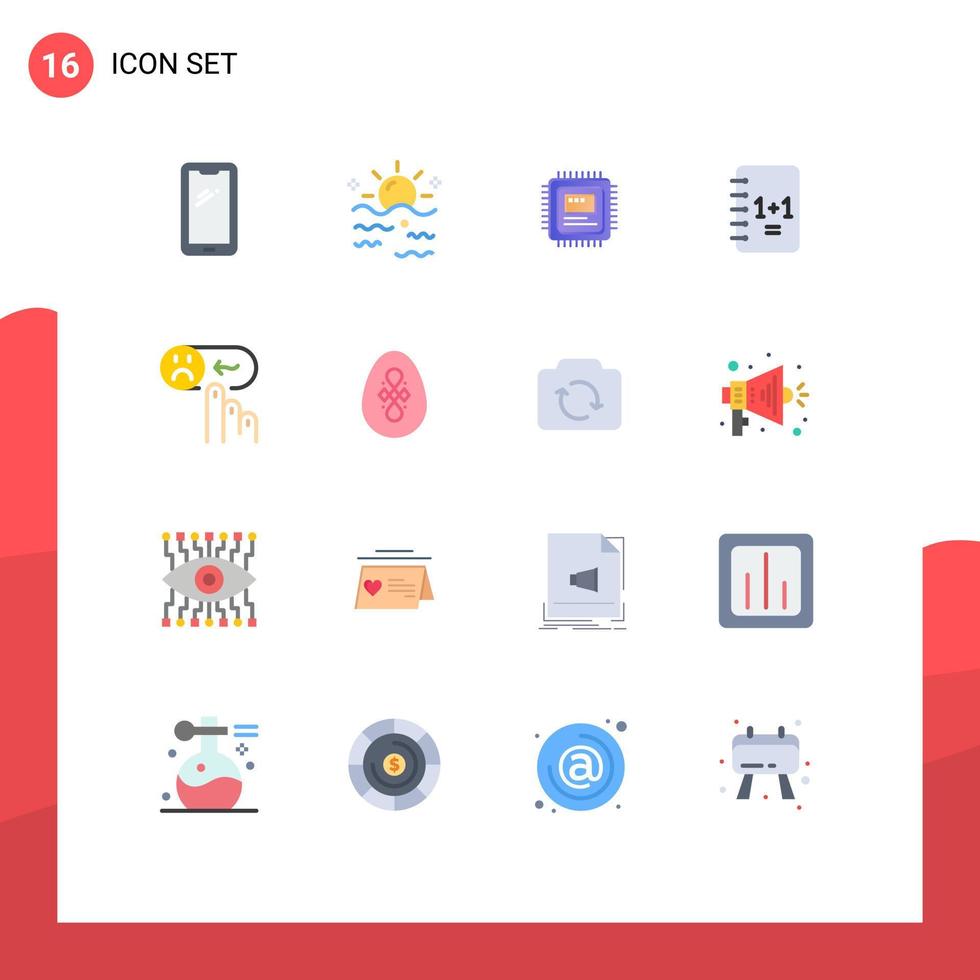 16 Flat Color concept for Websites Mobile and Apps  notebook sun education computer Editable Pack of Creative Vector Design Elements