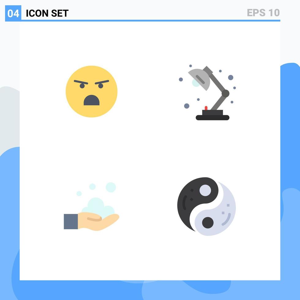Group of 4 Modern Flat Icons Set for emoji hand feeling light wash Editable Vector Design Elements