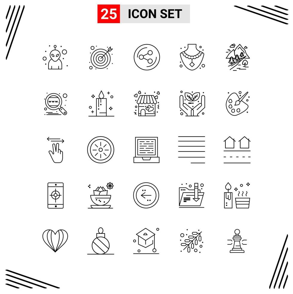 25 Icons Line Style Grid Based Creative Outline Symbols for Website Design Simple Line Icon Signs Isolated on White Background 25 Icon Set Creative Black Icon vector background