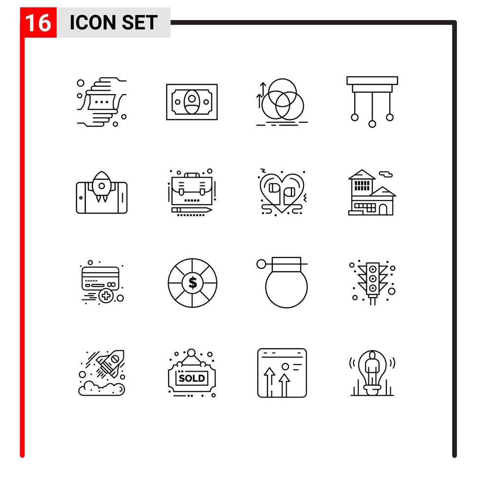 16 Thematic Vector Outlines and Editable Symbols of app home balance decorations geometry Editable Vector Design Elements