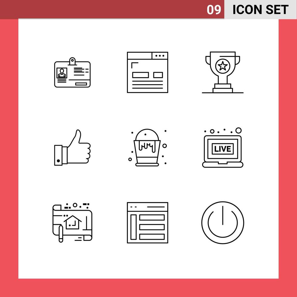 9 iconos creativos signos y símbolos modernos de cesta buena página comentarios marketing elementos de diseño vectorial editables vector