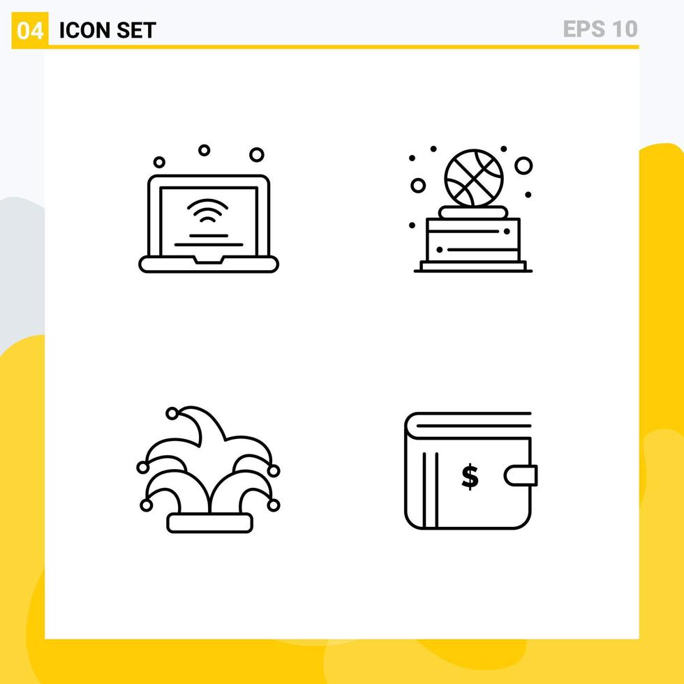 4 Creative Icons Modern Signs and Symbols of laptop best iot sport king Editable Vector Design Elements