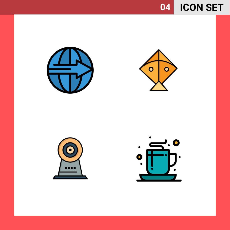 Stock Vector Icon Pack of 4 Line Signs and Symbols for cargo webcam logistic festival hotel Editable Vector Design Elements