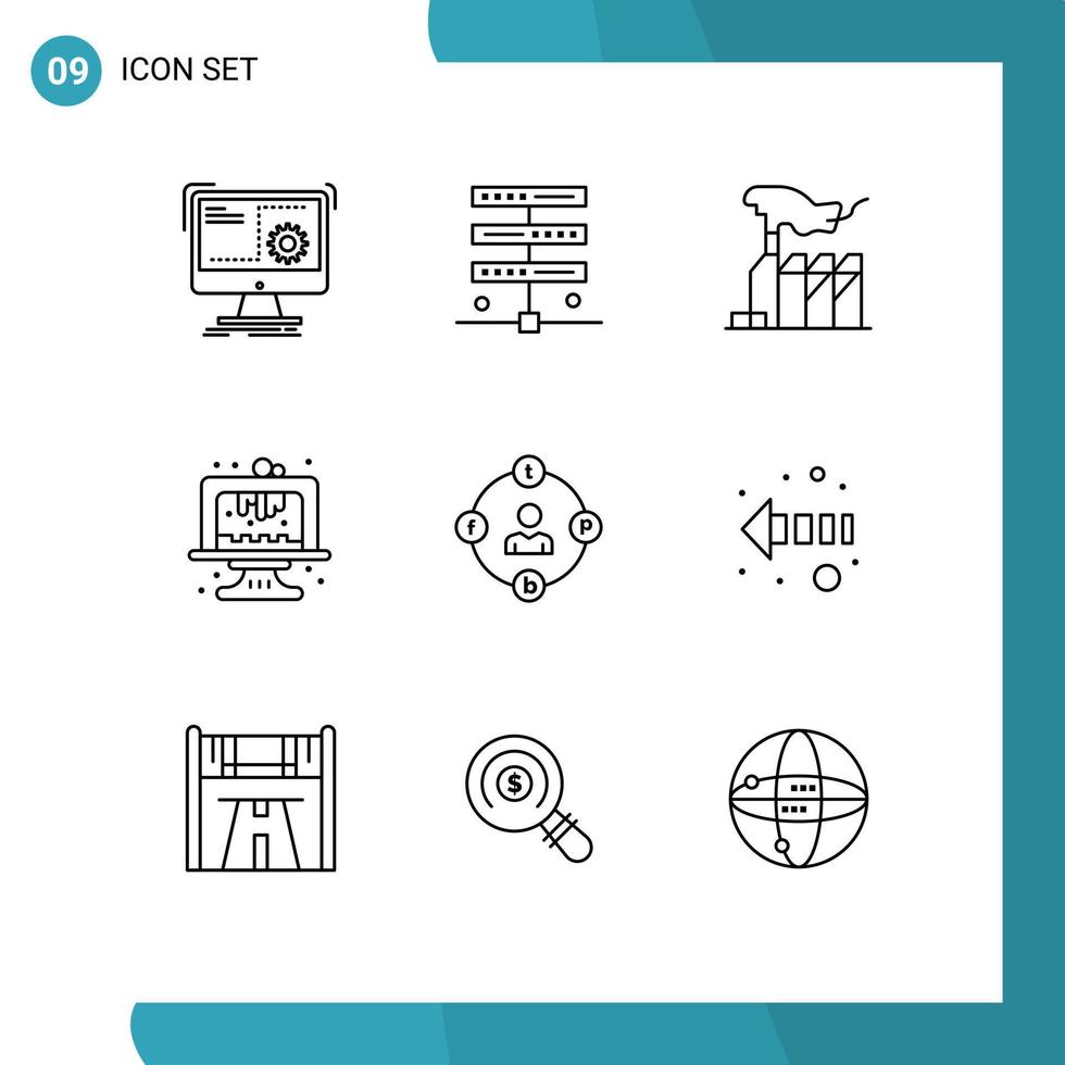 Set of 9 Modern UI Icons Symbols Signs for dessert birthday server baking interest Editable Vector Design Elements