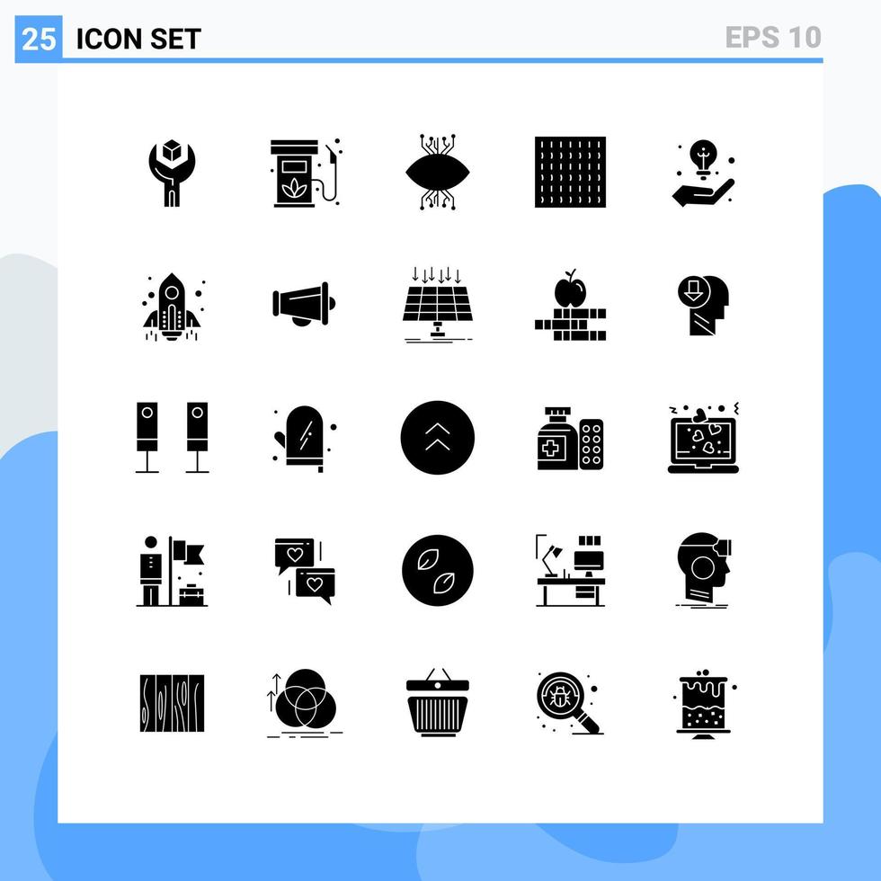 Pictogram Set of 25 Simple Solid Glyphs of weather fog gas eye surveillance Editable Vector Design Elements