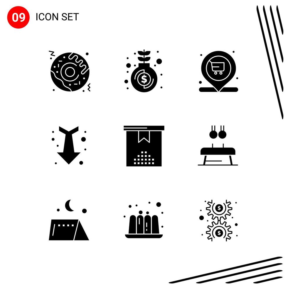 colección de 9 iconos vectoriales en estilo sólido símbolos de glifo perfecto de píxel para web y móvil signos de icono sólido sobre fondo blanco 9 iconos fondo de vector de icono negro creativo