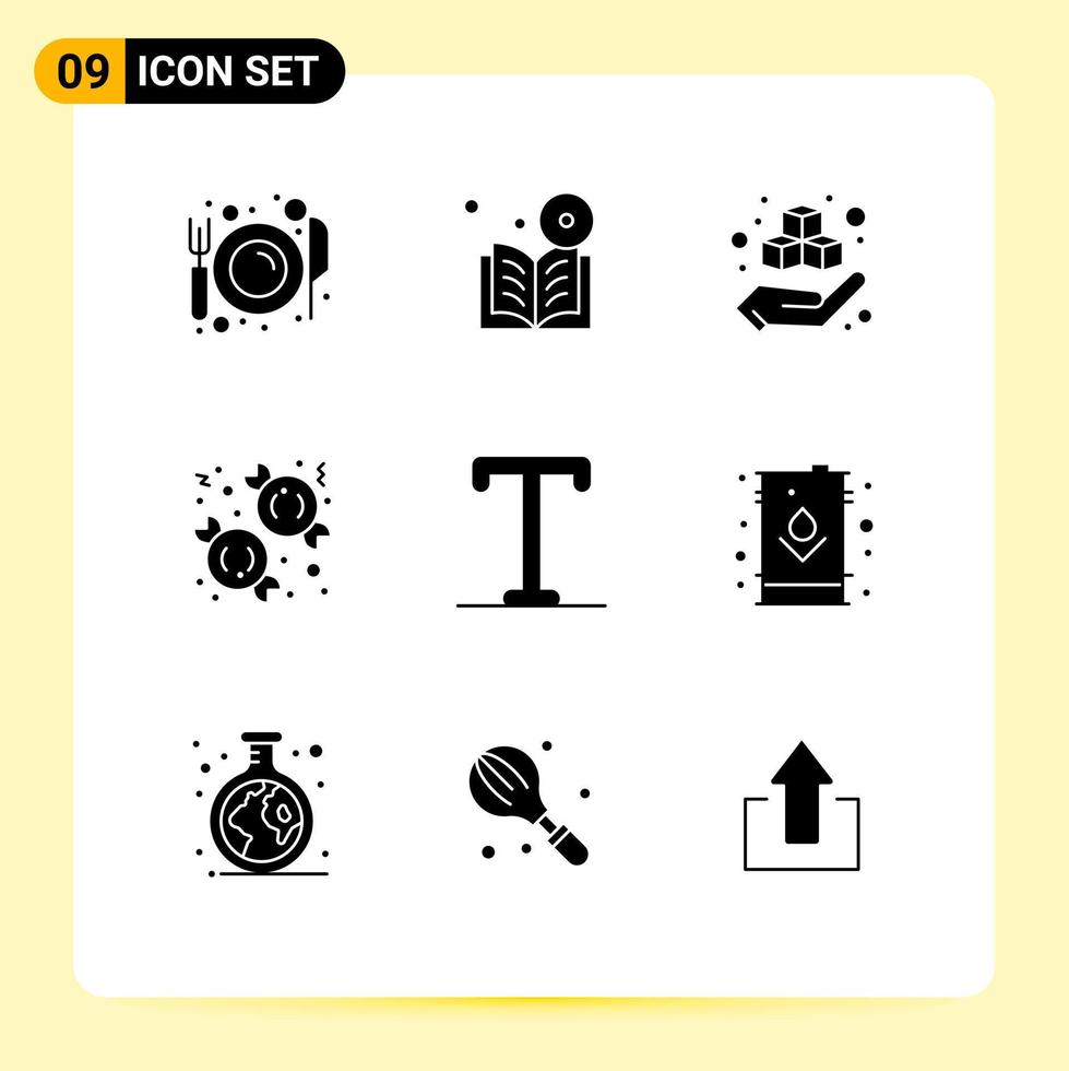 Pictogram Set of 9 Simple Solid Glyphs of sweet christmas online candy hand Editable Vector Design Elements