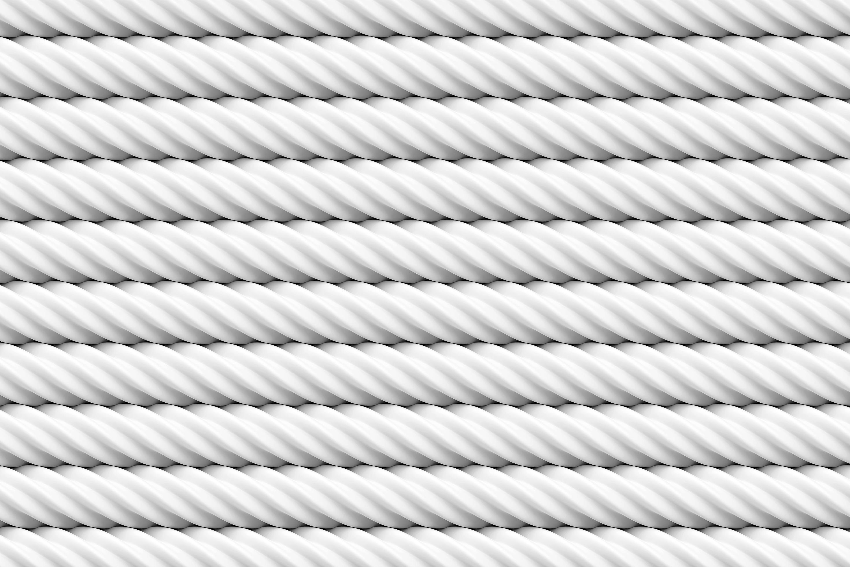 White rope stacking in horizontal pattern background, abstract