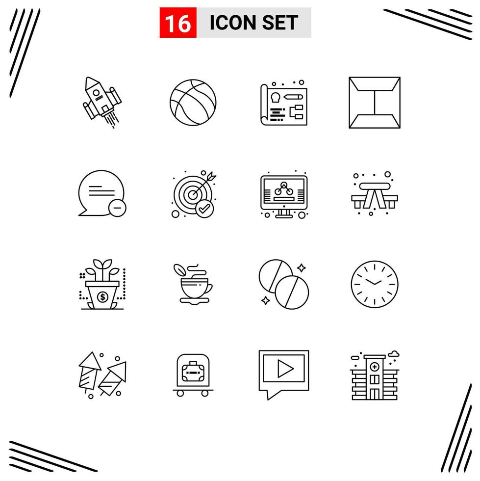 Stock Vector Icon Pack of 16 Line Signs and Symbols for less chat sport post envelope Editable Vector Design Elements