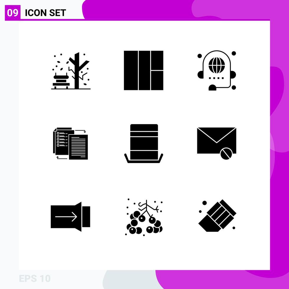 9 User Interface Solid Glyph Pack of modern Signs and Symbols of hat shareit conference wlan share Editable Vector Design Elements