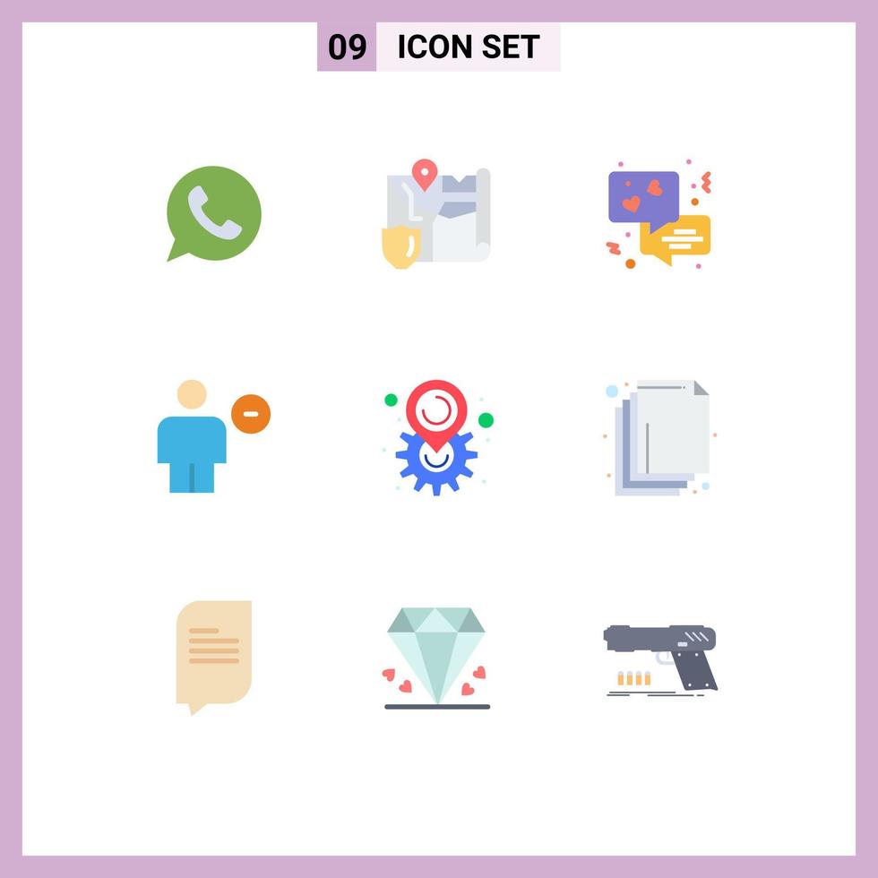 9 Universal Flat Colors Set for Web and Mobile Applications location minus chat human body Editable Vector Design Elements