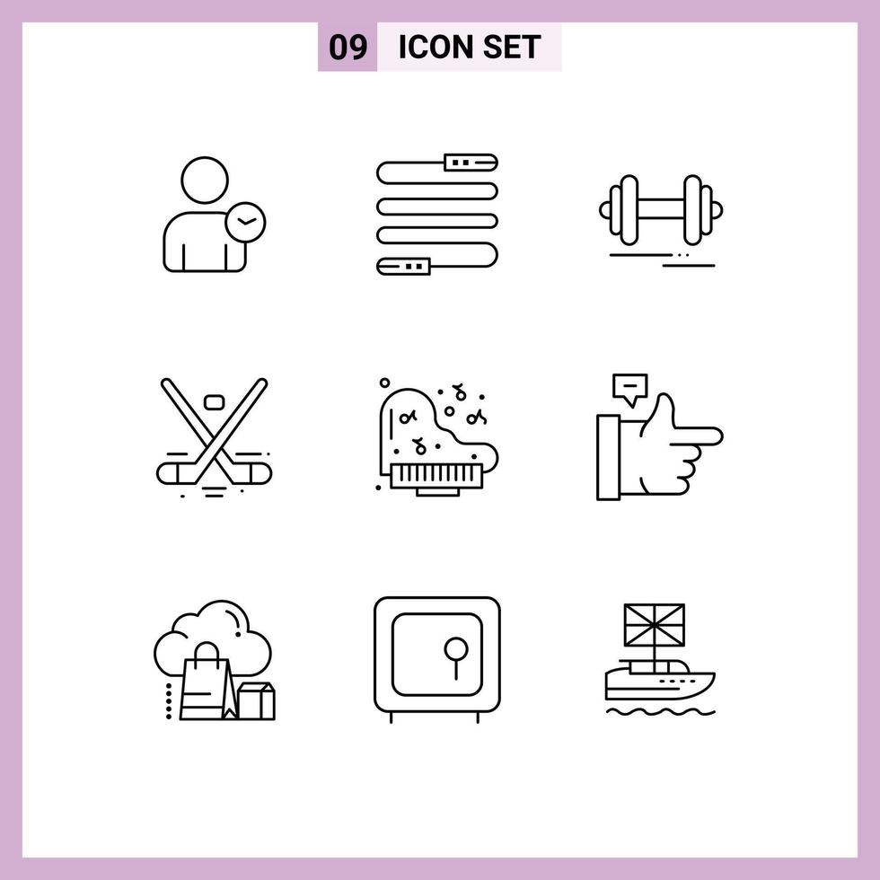 9 Creative Icons Modern Signs and Symbols of grand ice dumbbell hockey canada Editable Vector Design Elements