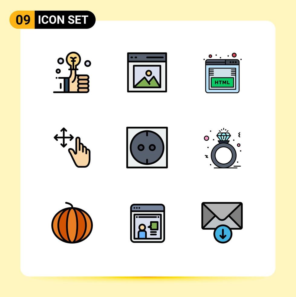 9 Creative Icons Modern Signs and Symbols of socket hold user gesture marketing Editable Vector Design Elements