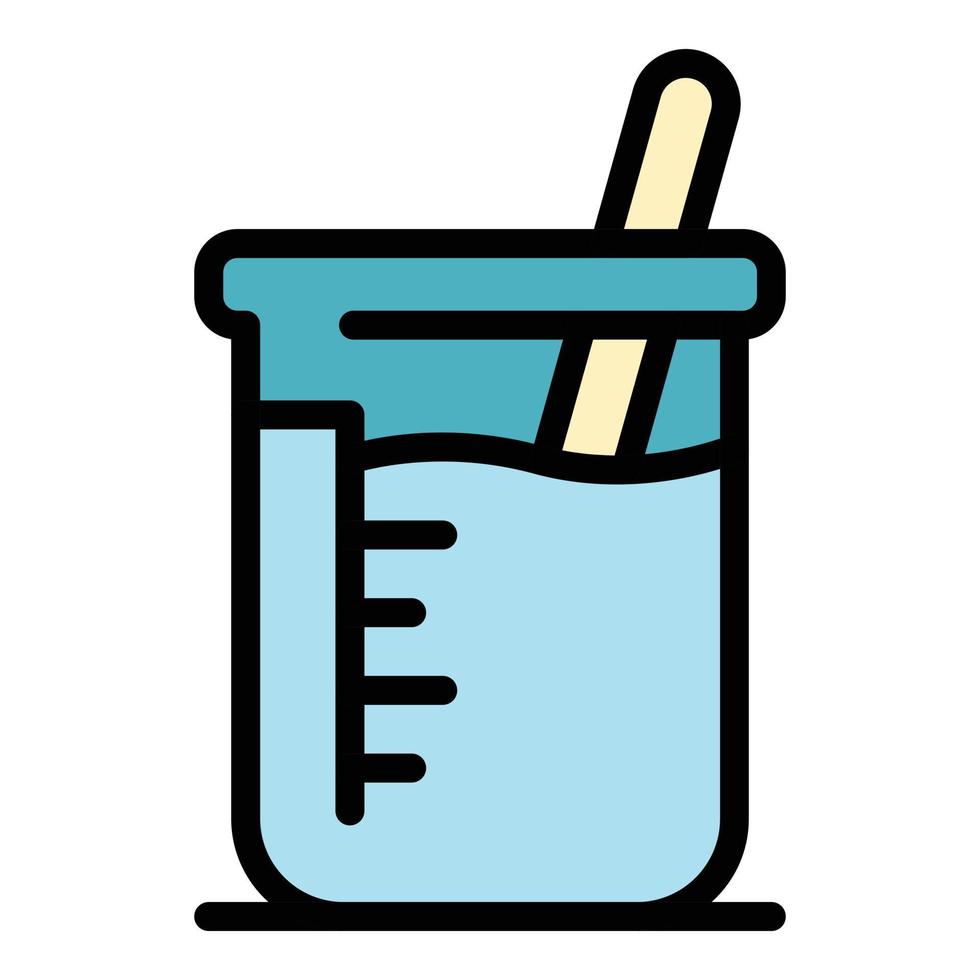 Chemical beaker icon color outline vector
