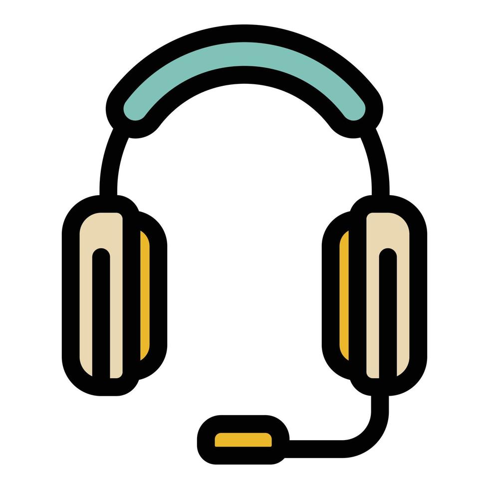 Headphones with microphone icon color outline vector