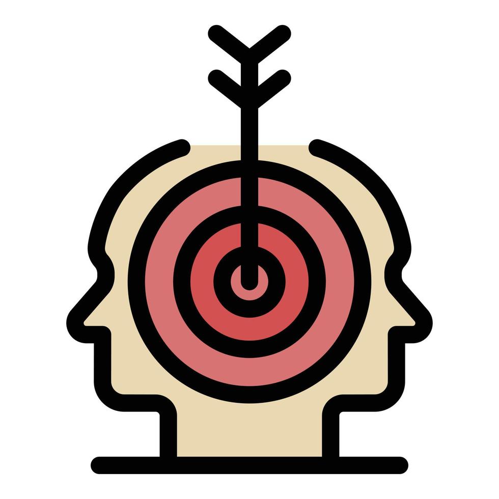 Arrow in the target two heads icon color outline vector