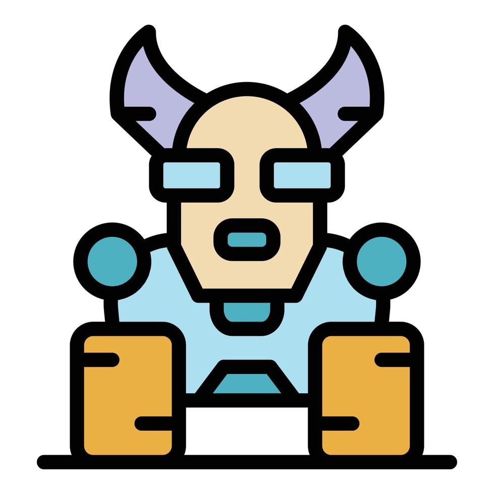 Dog robot icon color outline vector