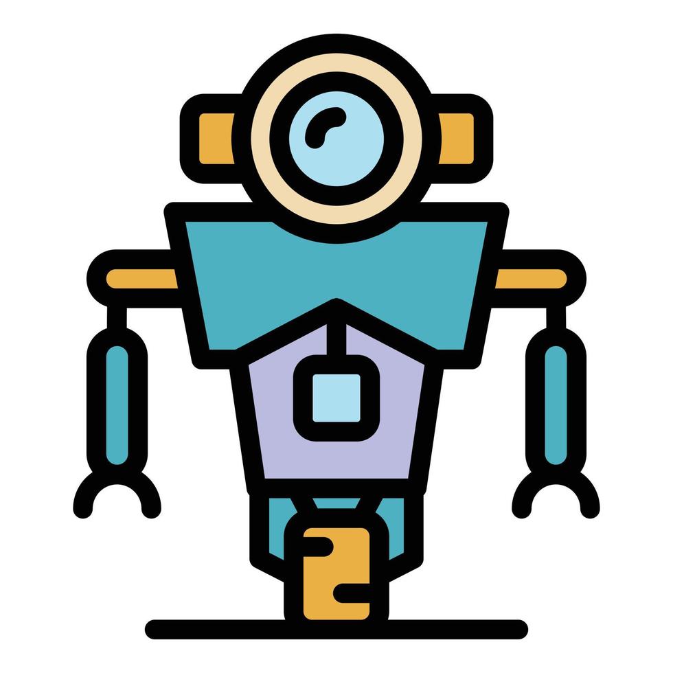 Science robot icon color outline vector