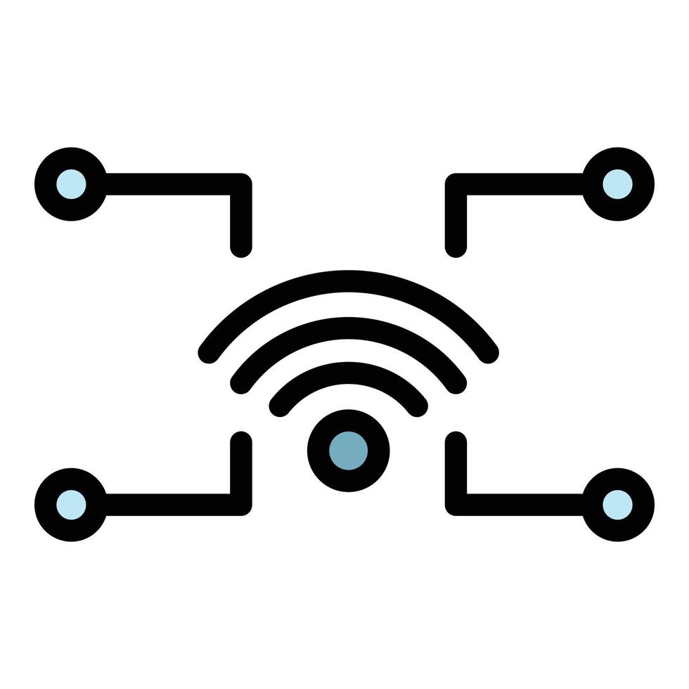 vector de esquema de color de icono de comunicación de hogar inteligente wifi