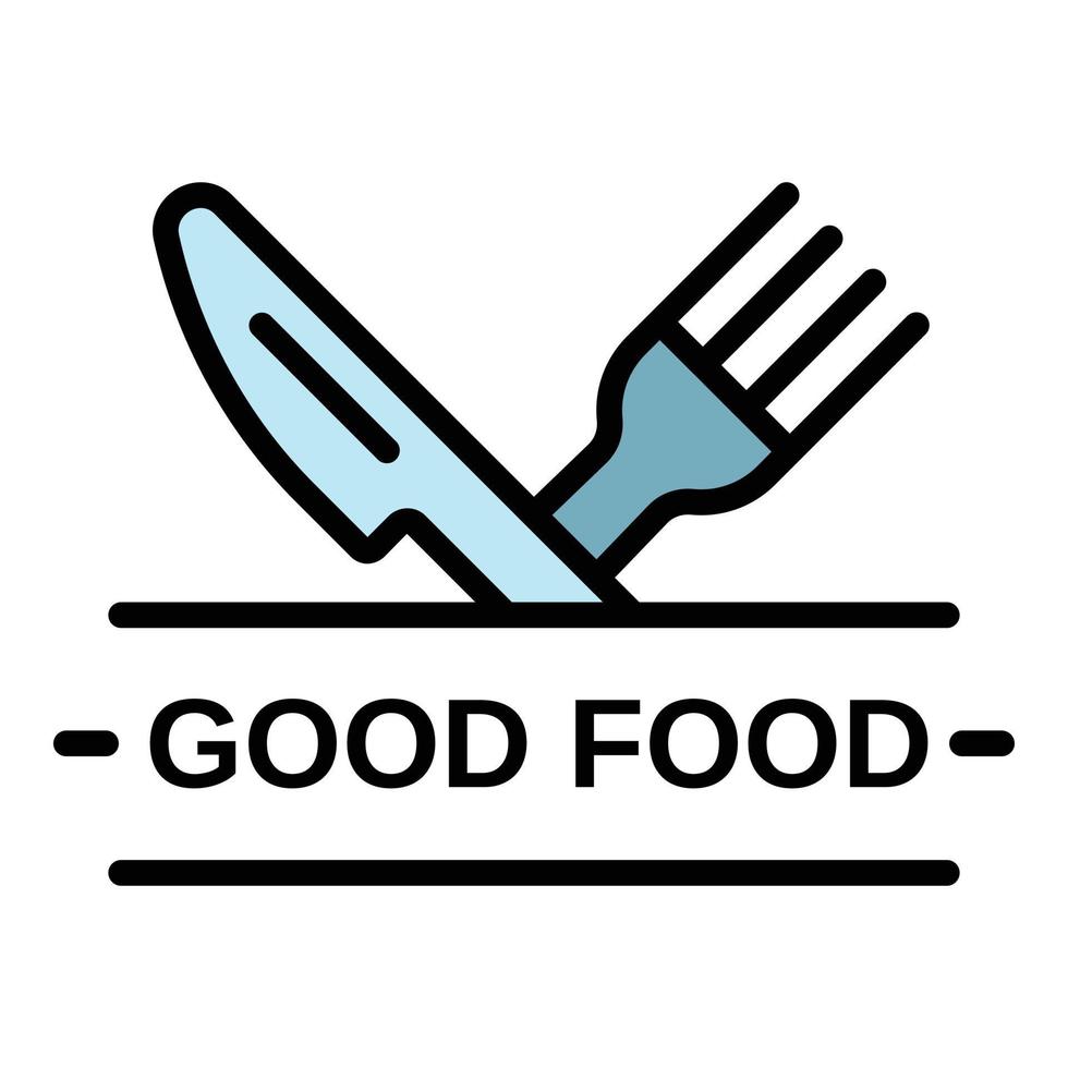 logotipo de buena comida, estilo de esquema vector