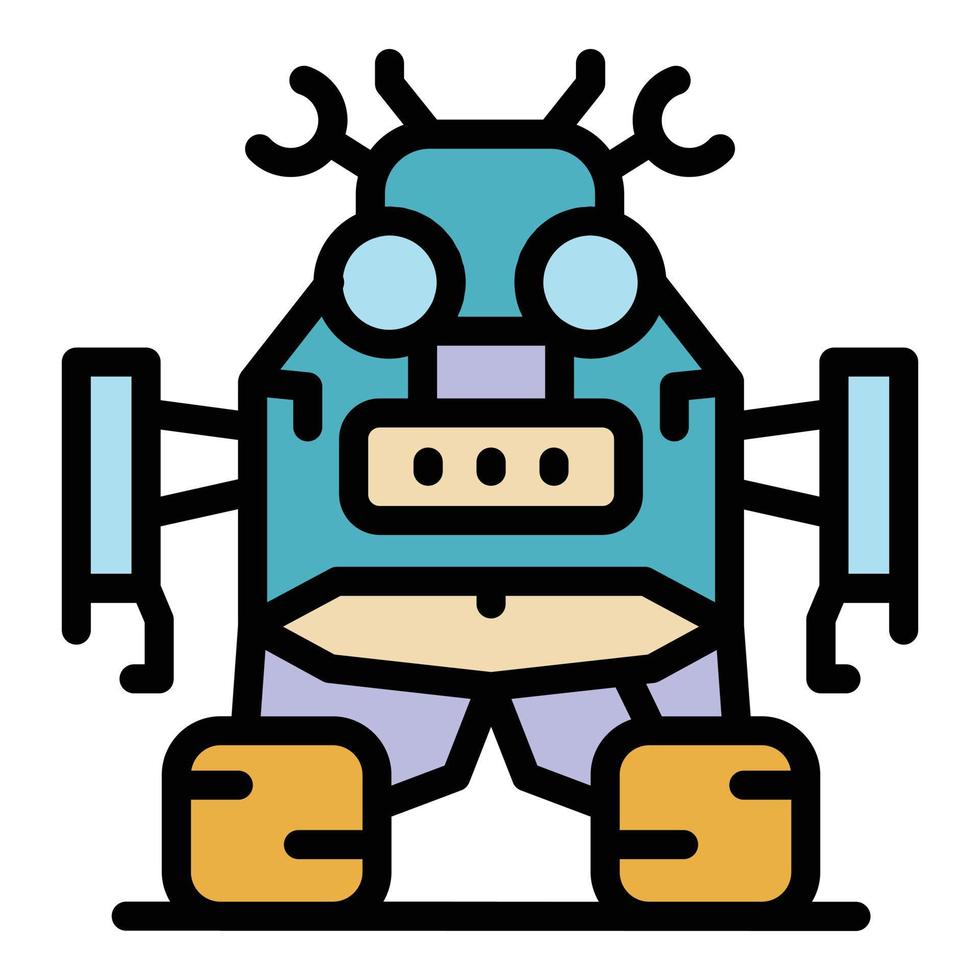 Robot transformer icon color outline vector