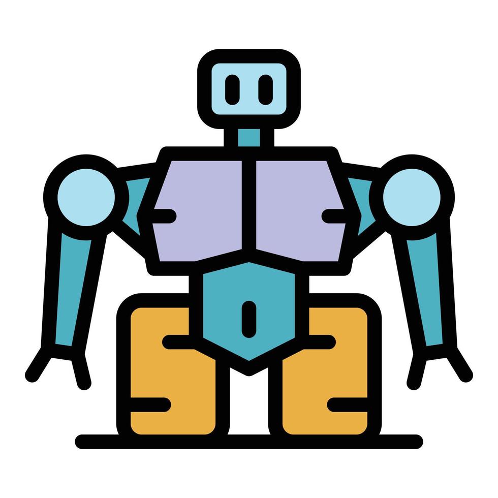 Super robot icon color outline vector