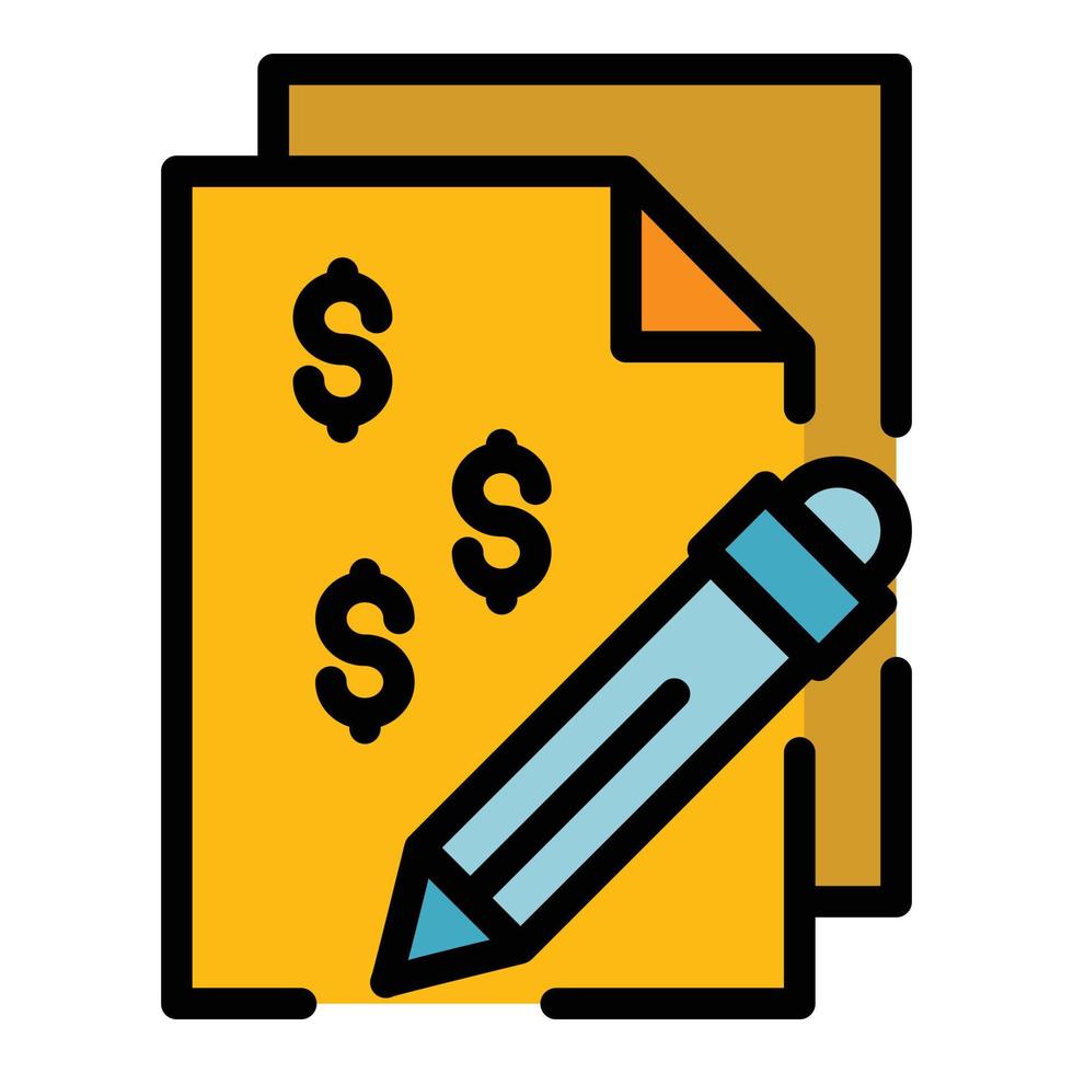 Money contract paper icon color outline vector