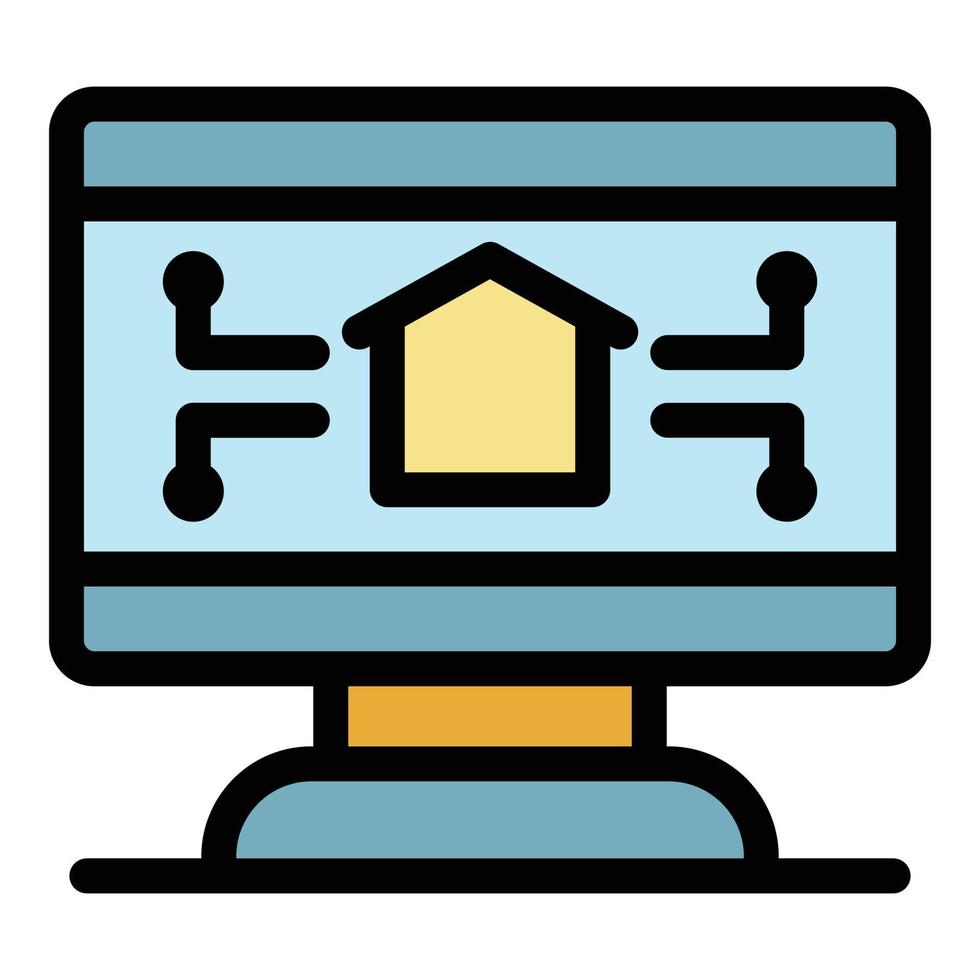 Monitor smart home icon color outline vector
