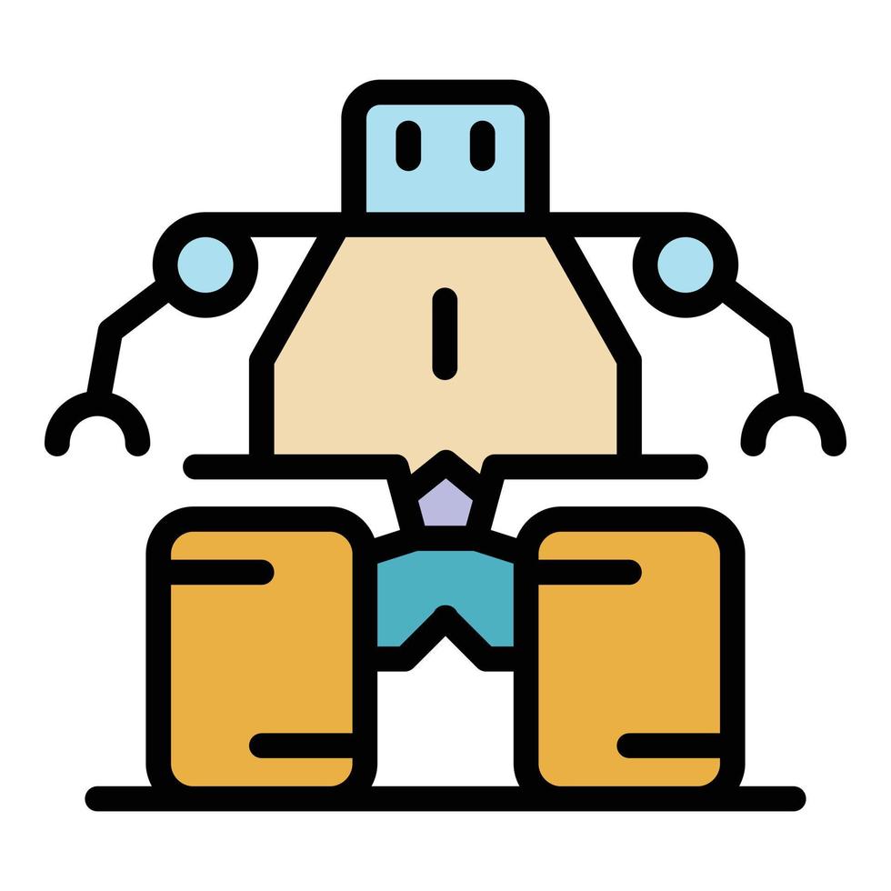 Technology robot icon color outline vector