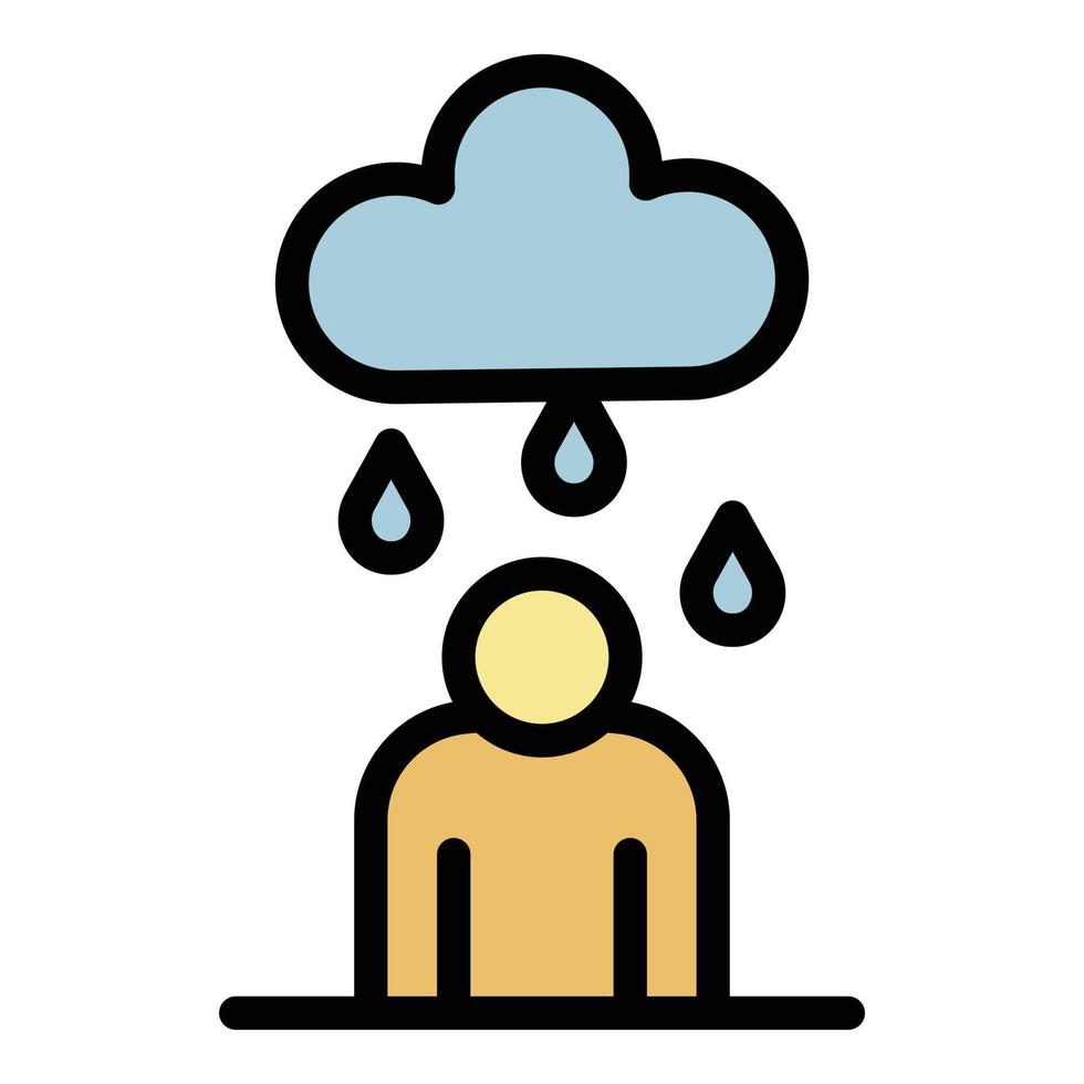 Man under rain icon color outline vector