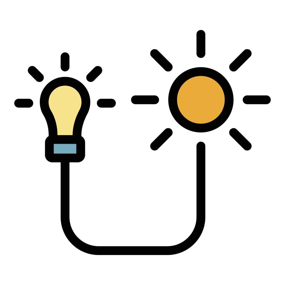 Solar energy bulb icon color outline vector