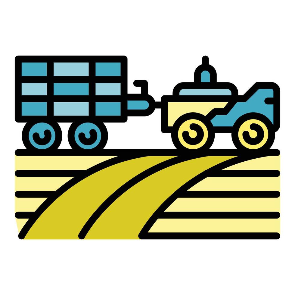 vector de contorno de color de icono de tractor agrícola