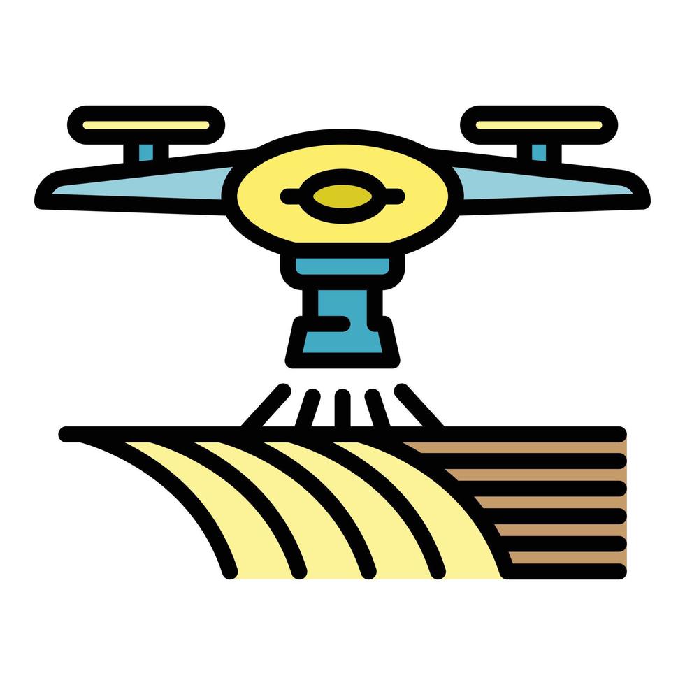 vector de esquema de color de icono de riego de agua de drones