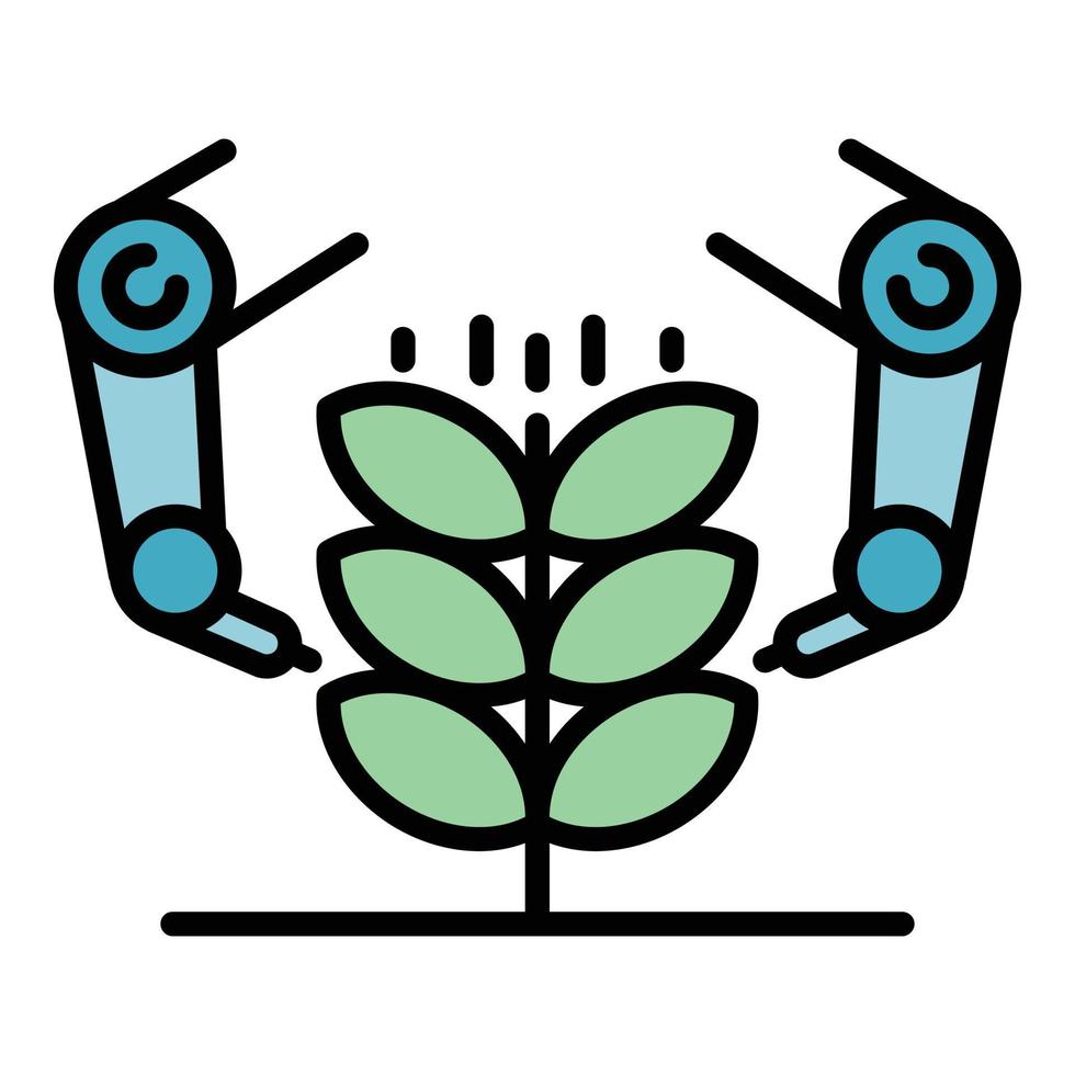 Robot extract plant icon color outline vector