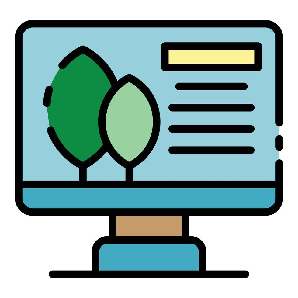 Computer plant control icon color outline vector
