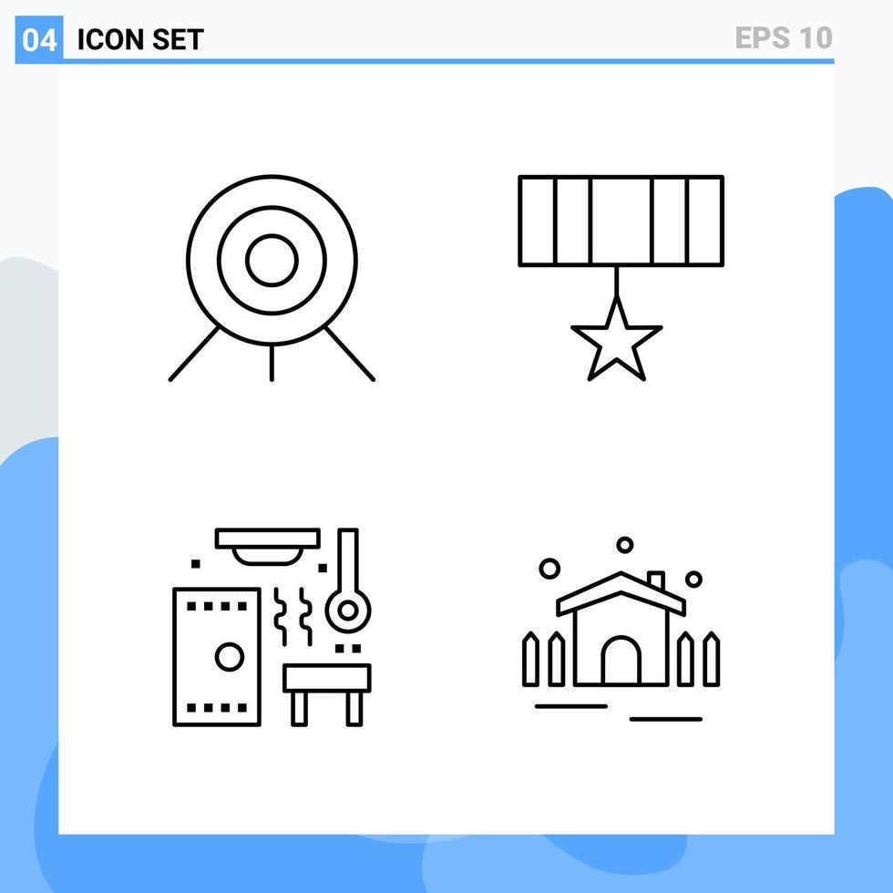 Modern 4 Line style icons Outline Symbols for general use Creative Line Icon Sign Isolated on White Background 4 Icons Pack Creative Black Icon vector background
