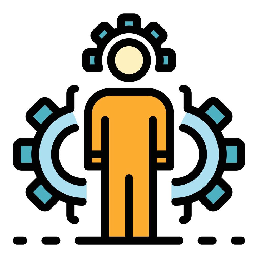 Gear system skill icon color outline vector