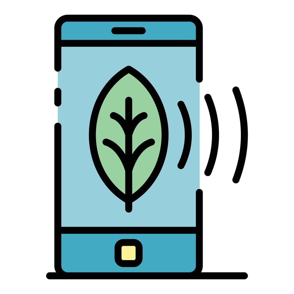 Smartphone plant control icon color outline vector