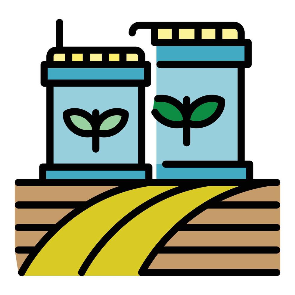 Eco smart factory icon color outline vector