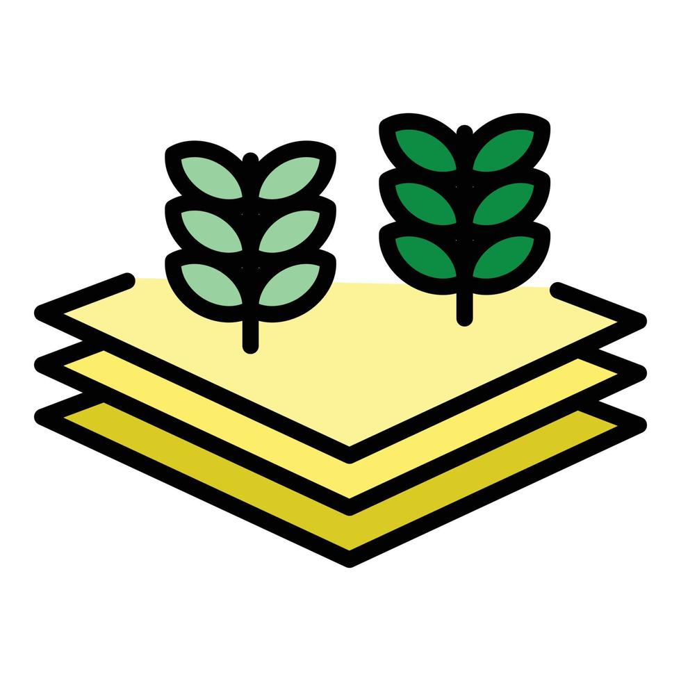 Farm plant layered icon color outline vector