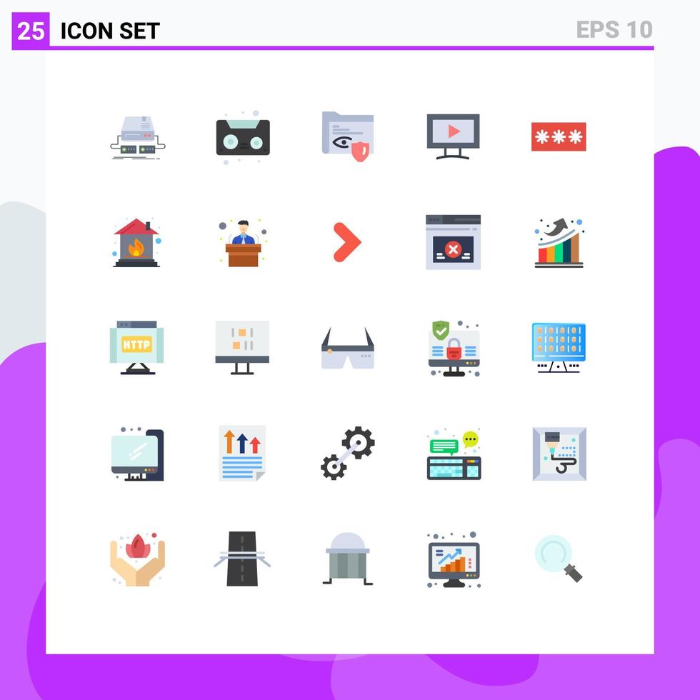 Group of 25 Modern Flat Colors Set for passkey code gdpr video monitor Editable Vector Design Elements