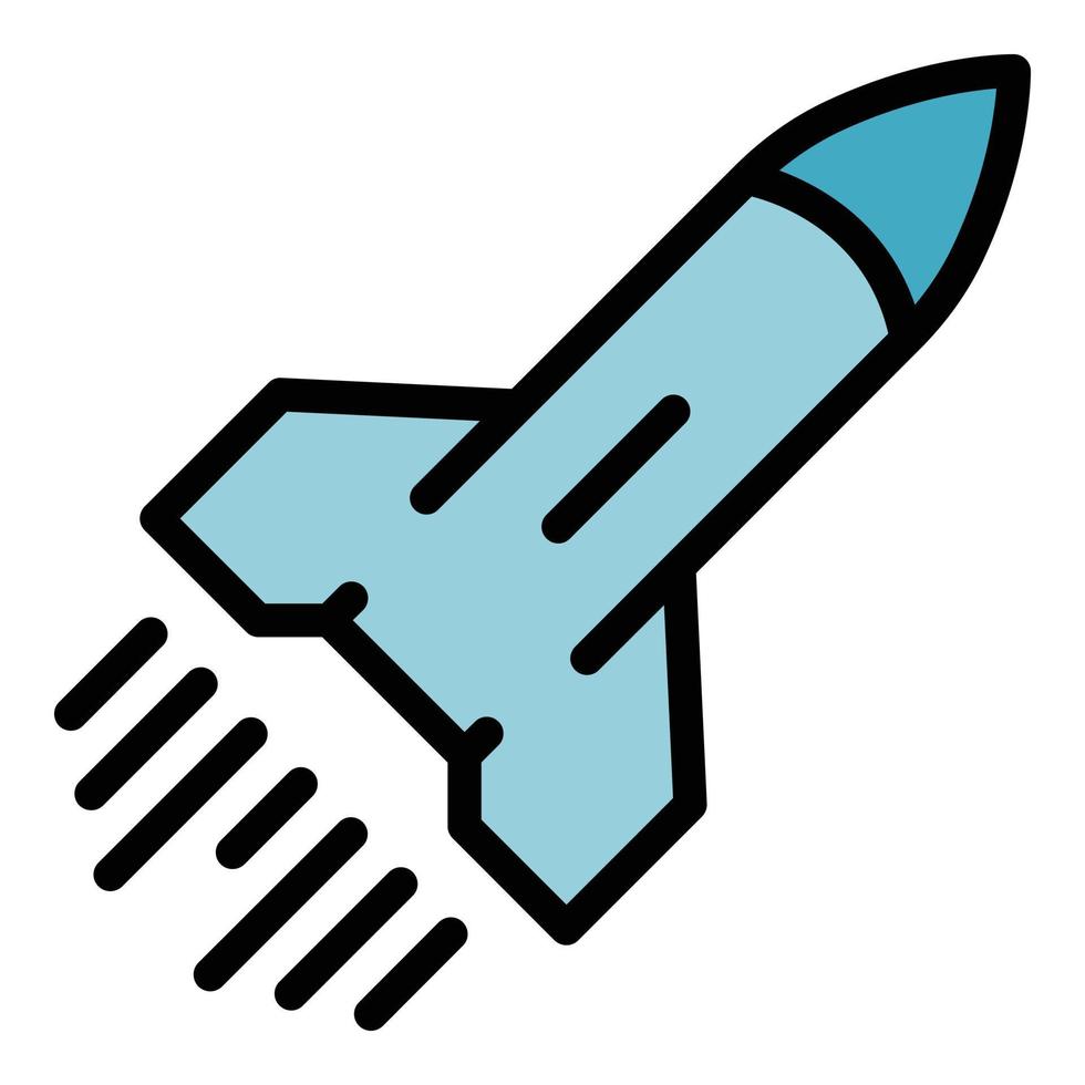 Flying rocket icon color outline vector